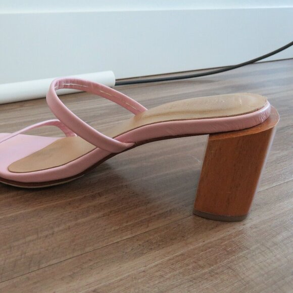 JAMES SMITH Sirenuse Strappy Leather Sandals Wood Block Heel Pastel Pink Size 8 - Picture 12 of 14